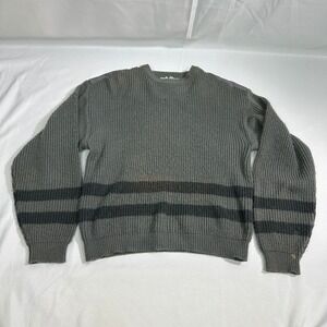 Vintage Richards Road Striped Knit Sweater Mens L Gray Acrylic Made Korea